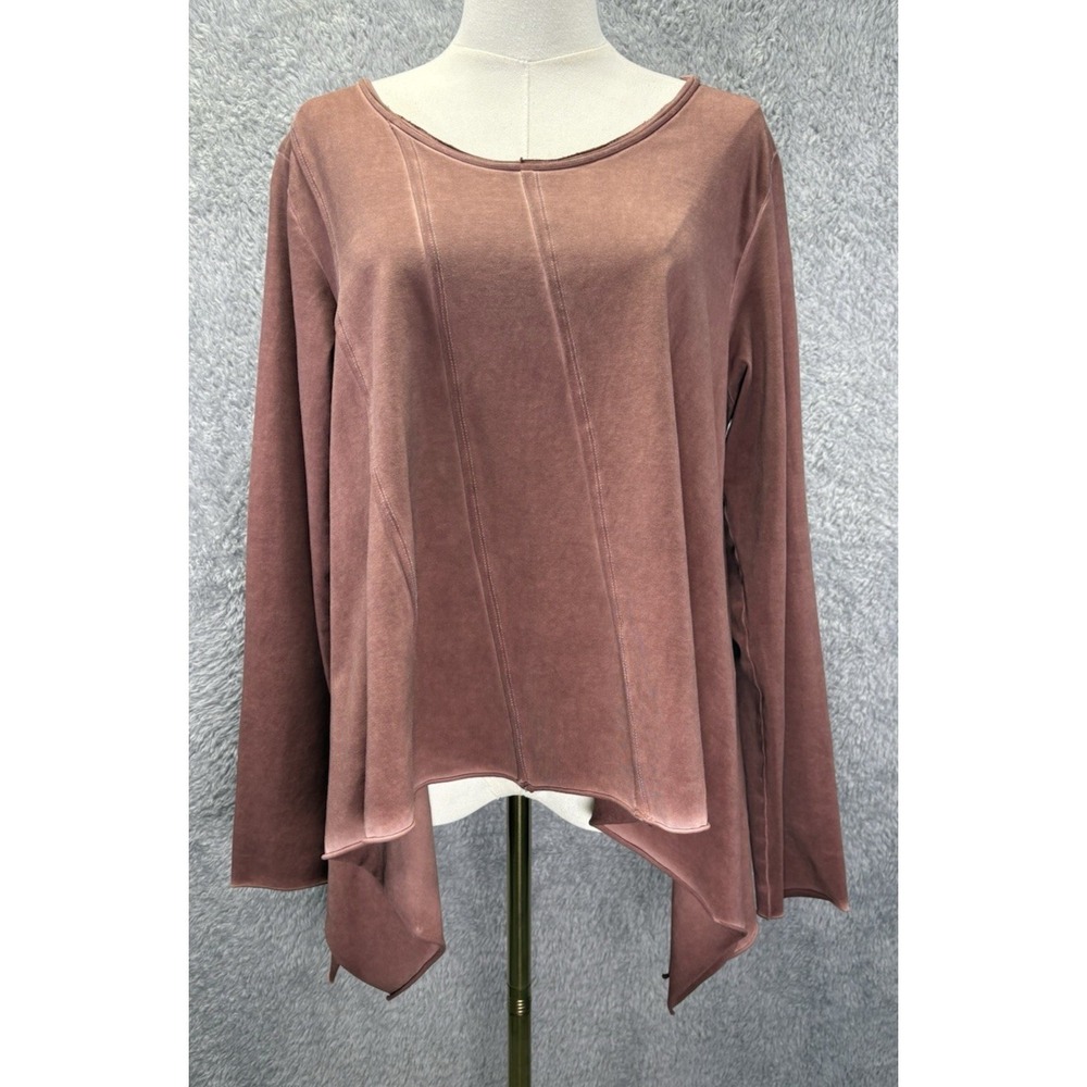 Luukaa Womens Sx 5 XL Cinnamon Lagenlook Asymmetrical Oversized Long Sleeve Top